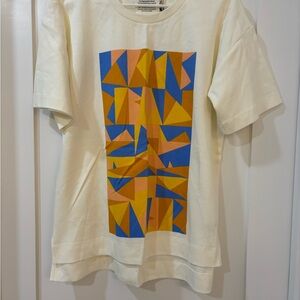 SKFK 100% cotton Geometric Print Tee - Cream